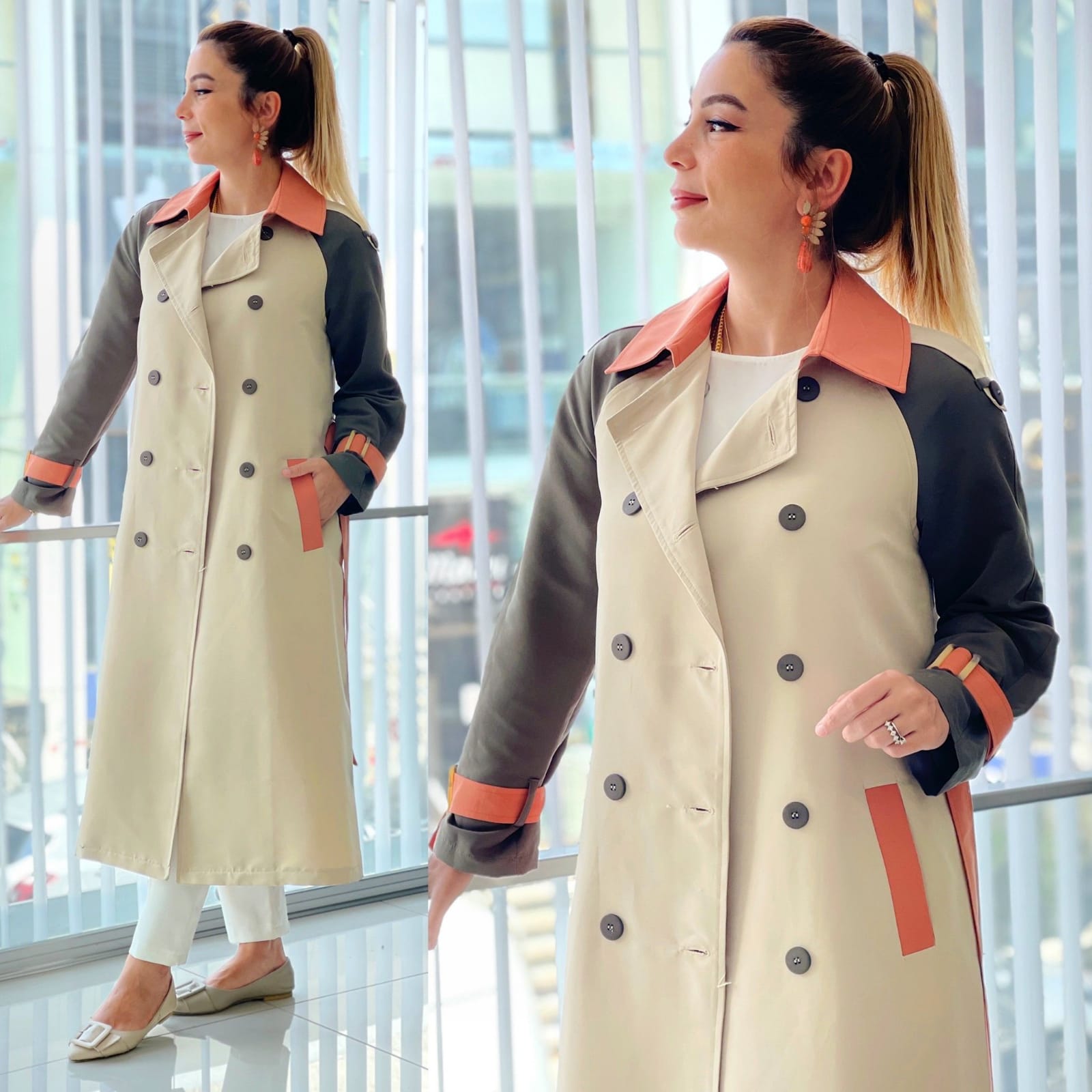 Mango Trenç 1.sınıf kanvas kumaş