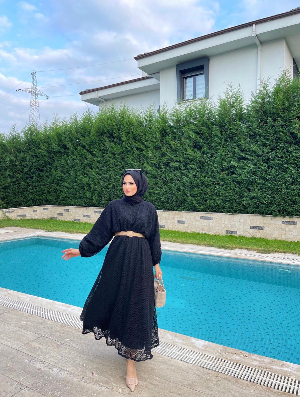 Dantel kumaş elbise astarlı - Görsel 3