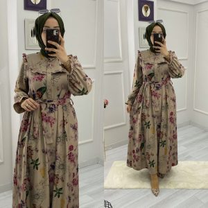Bahar elbise 1.sınıf pamuk süet kumaş