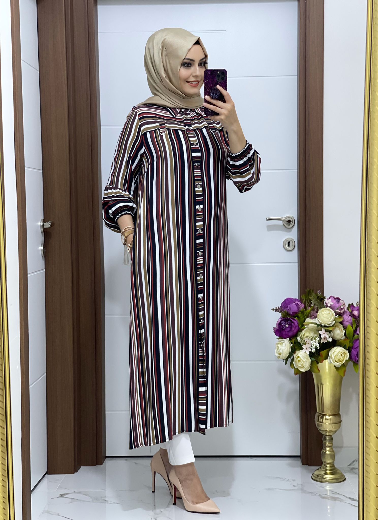 Pamuklu viskon kumaş tunik - Görsel 6