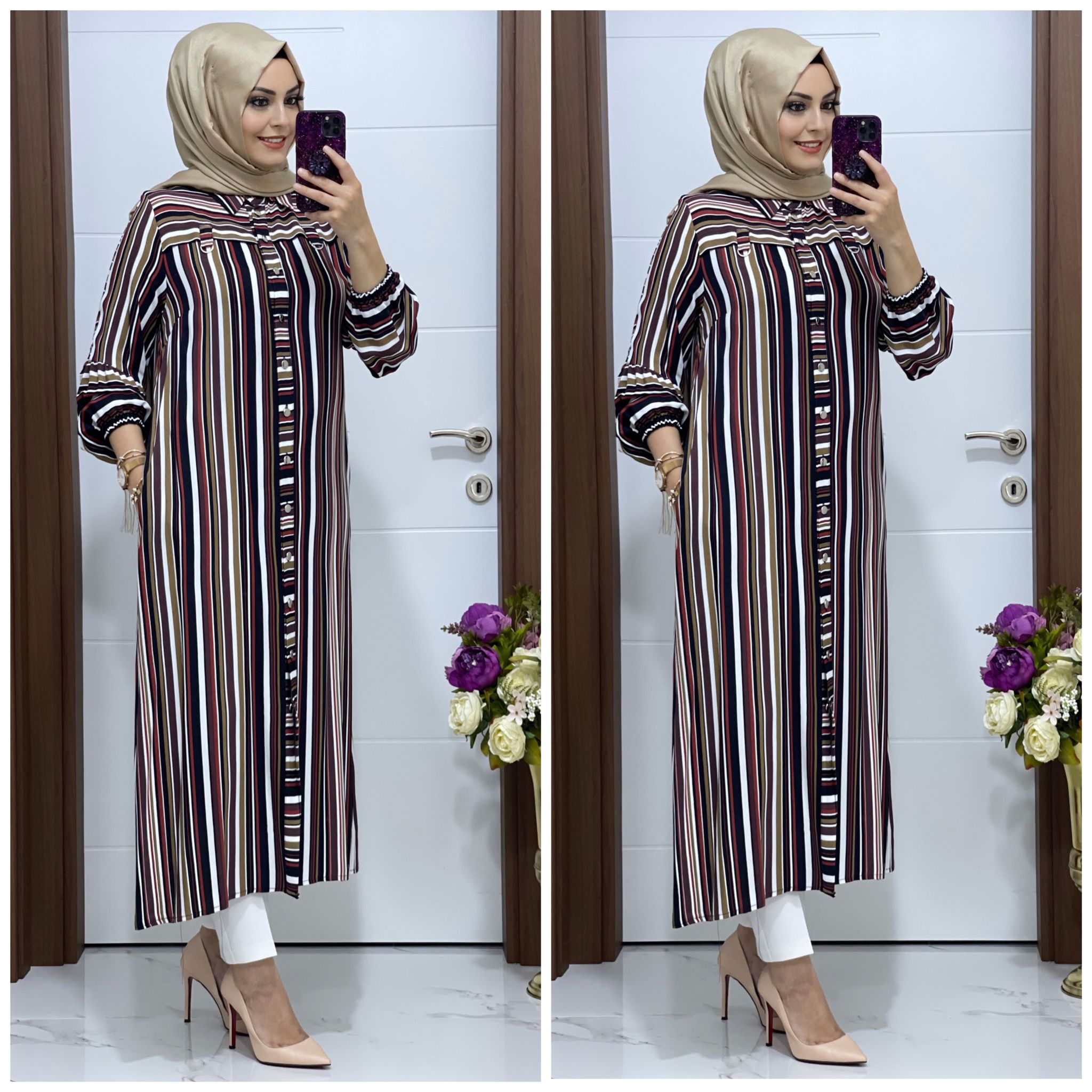 Pamuklu viskon kumaş tunik - Görsel 4