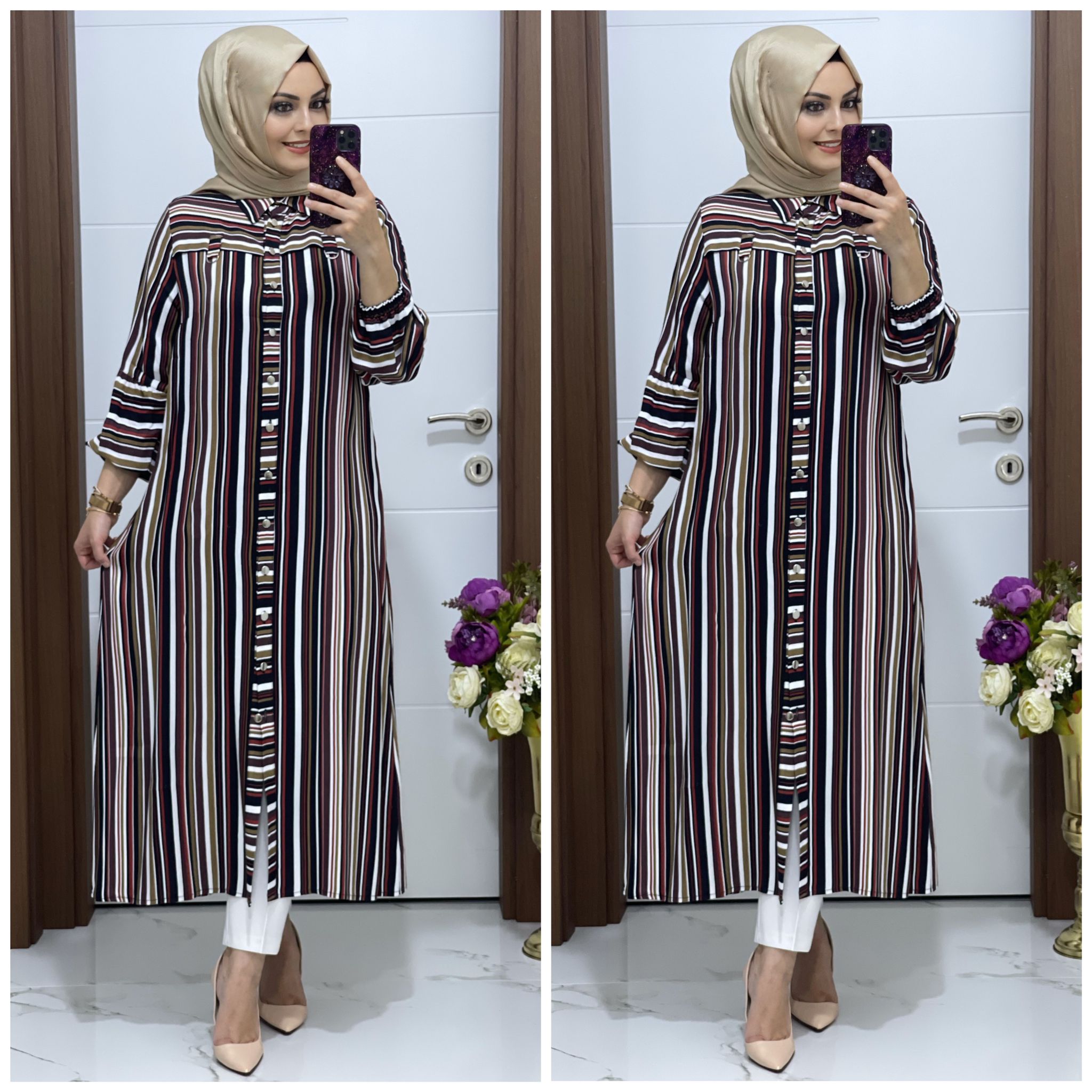 Pamuklu viskon kumaş tunik - Görsel 2