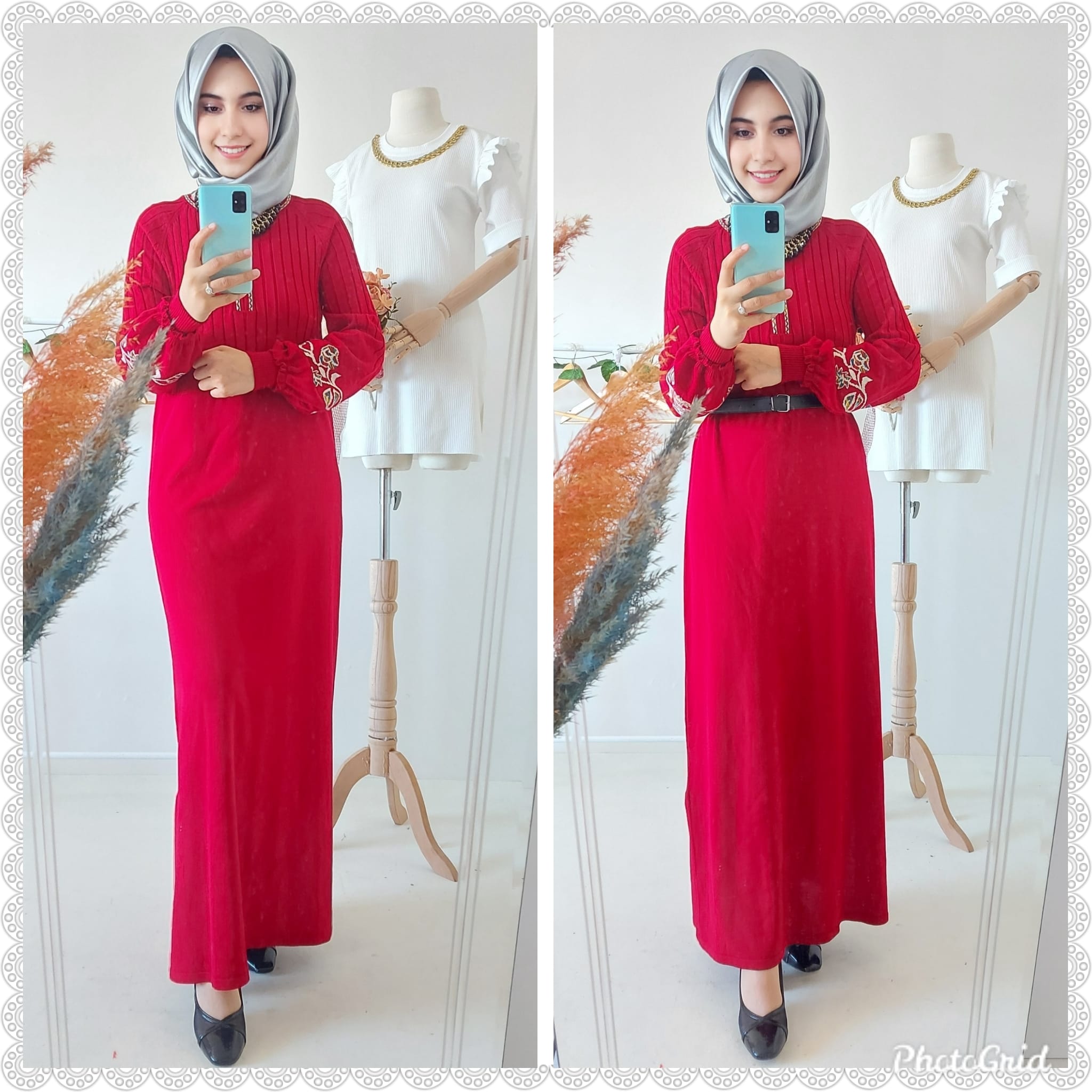 Kolları işlemeli triko elbise - Görsel 2