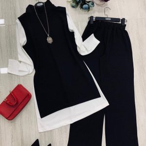 3 lü yandan yırtmaçlı tunik takım