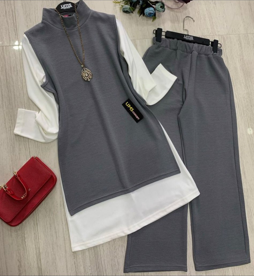 3 lü yandan yırtmaçlı tunik takım - Görsel 2