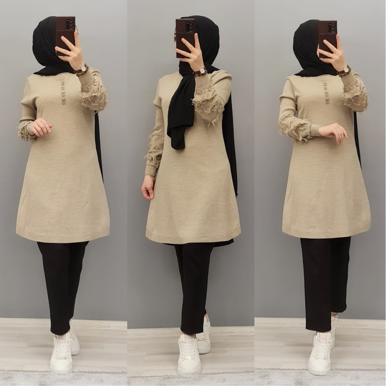 Kolları püsküllü tiriko tunik - Görsel 4