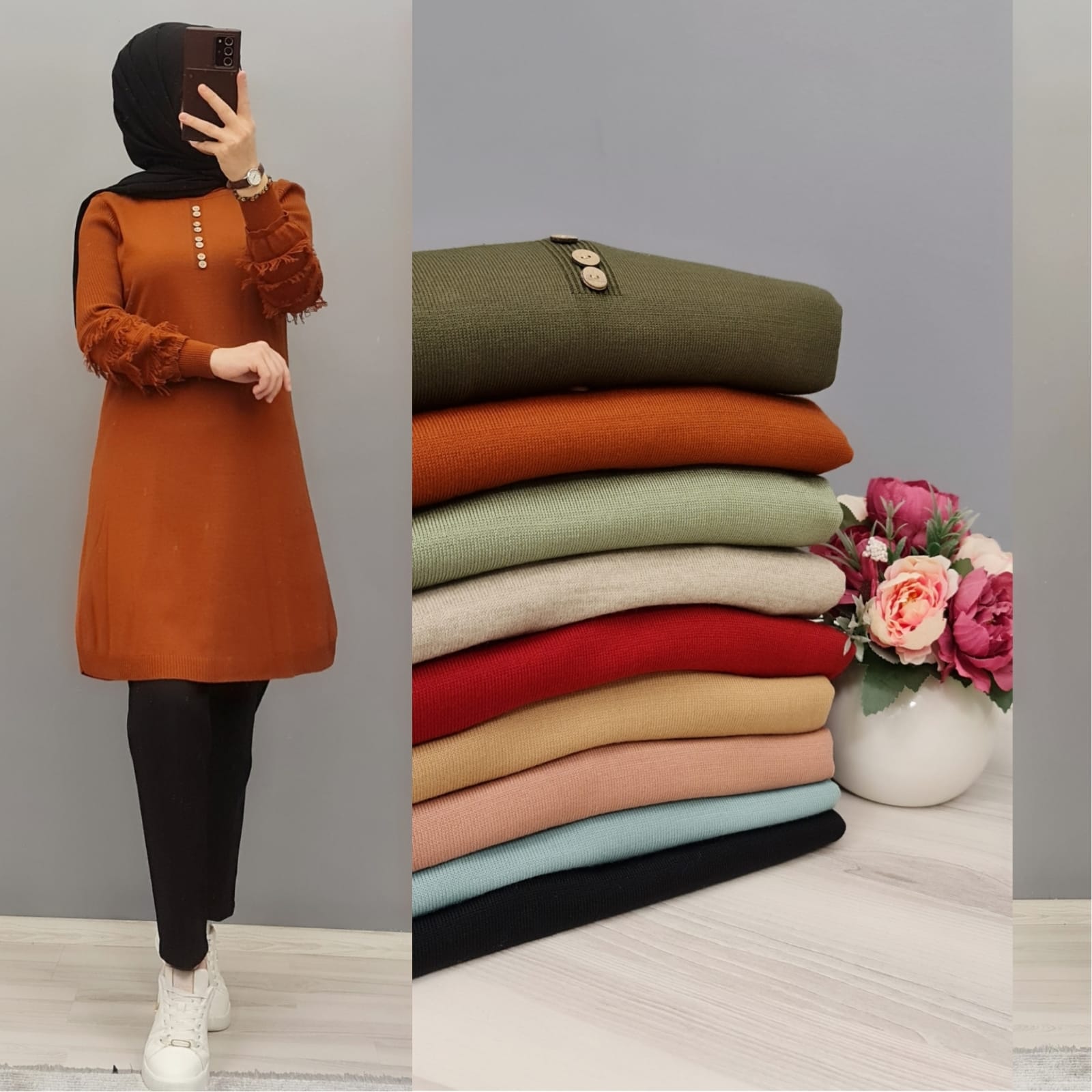 Kolları püsküllü tiriko tunik - Görsel 3