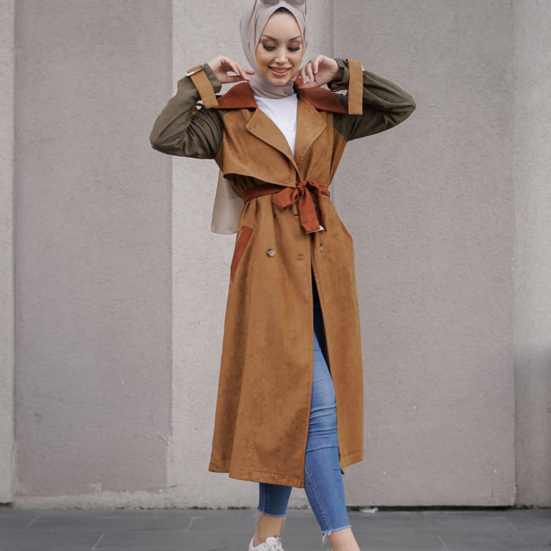 Tarz model süet trençkot - Görsel 6