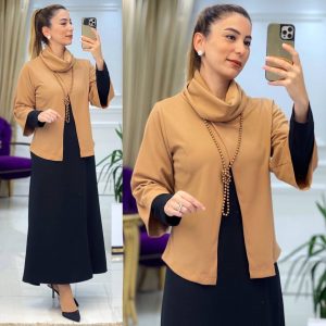 Pançolu krep kumaş elbise