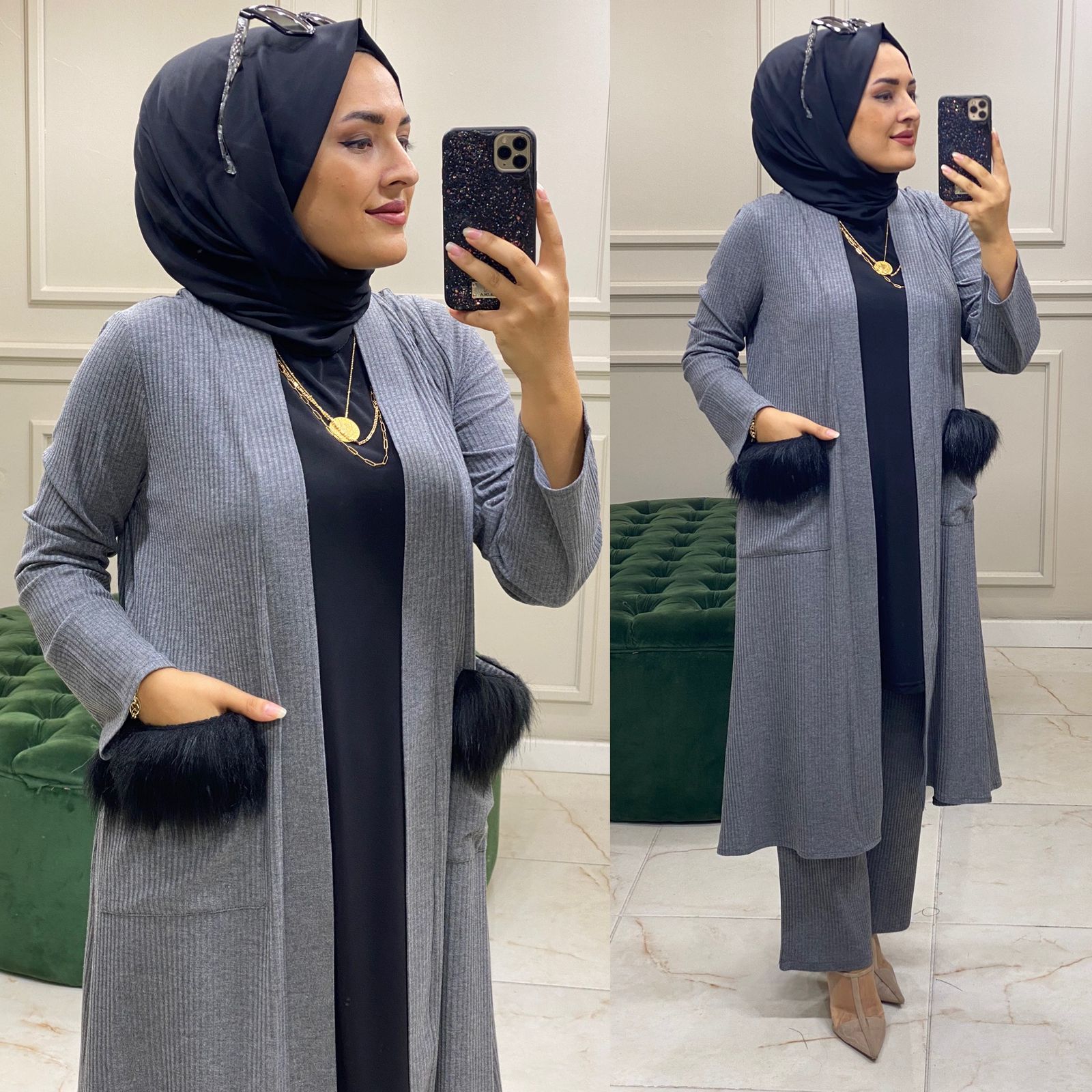 Büyük beden hırka pantolon takım - Görsel 4
