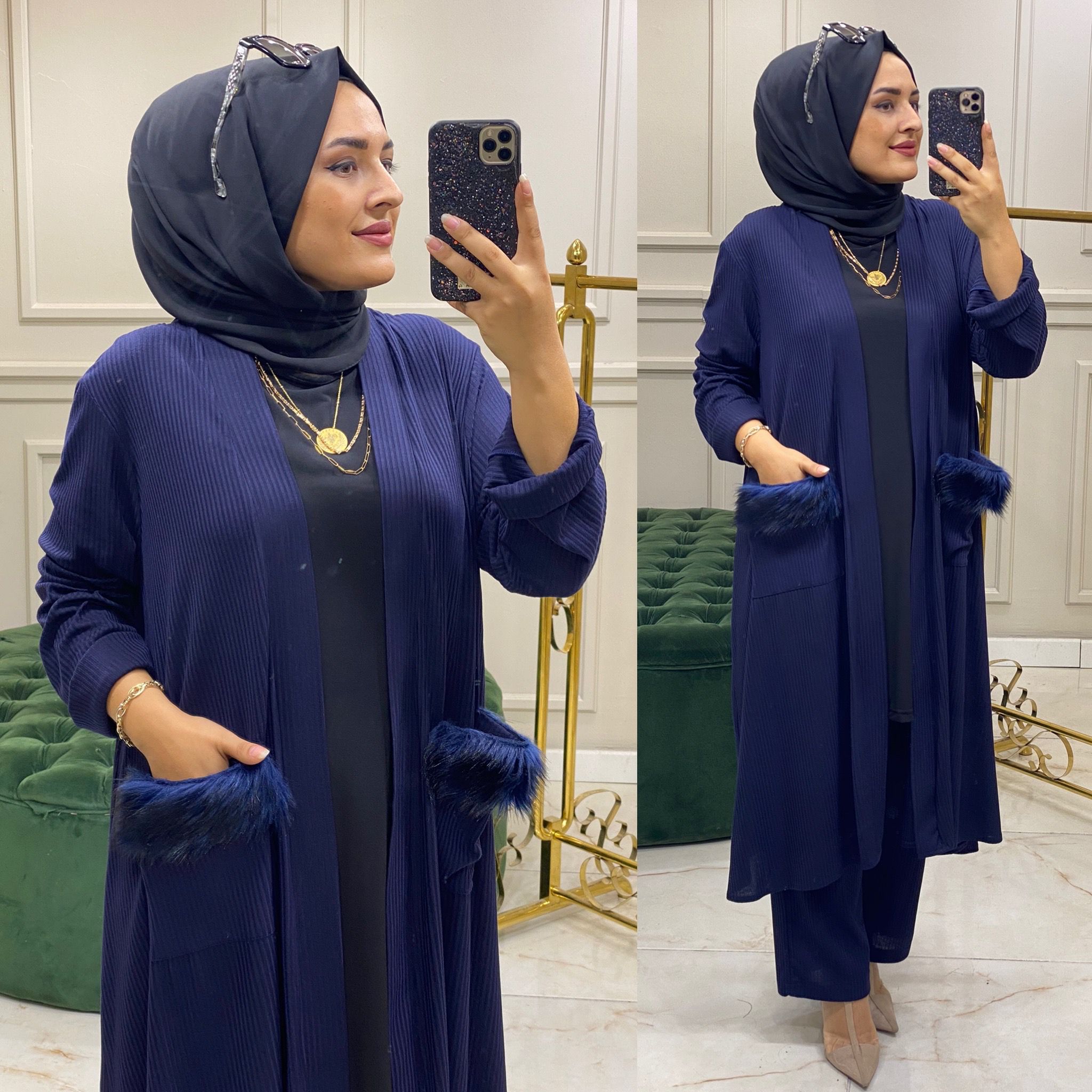 Büyük beden hırka pantolon takım