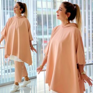 Spor kapşonlu takım iki iplik kumaş