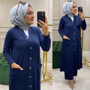 Fitilli örme kumaş hırka takım