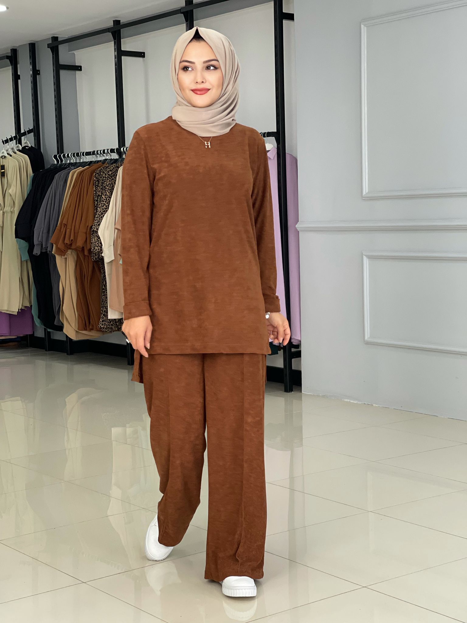 Yumuşak örme kumaş tunik takım - Görsel 7