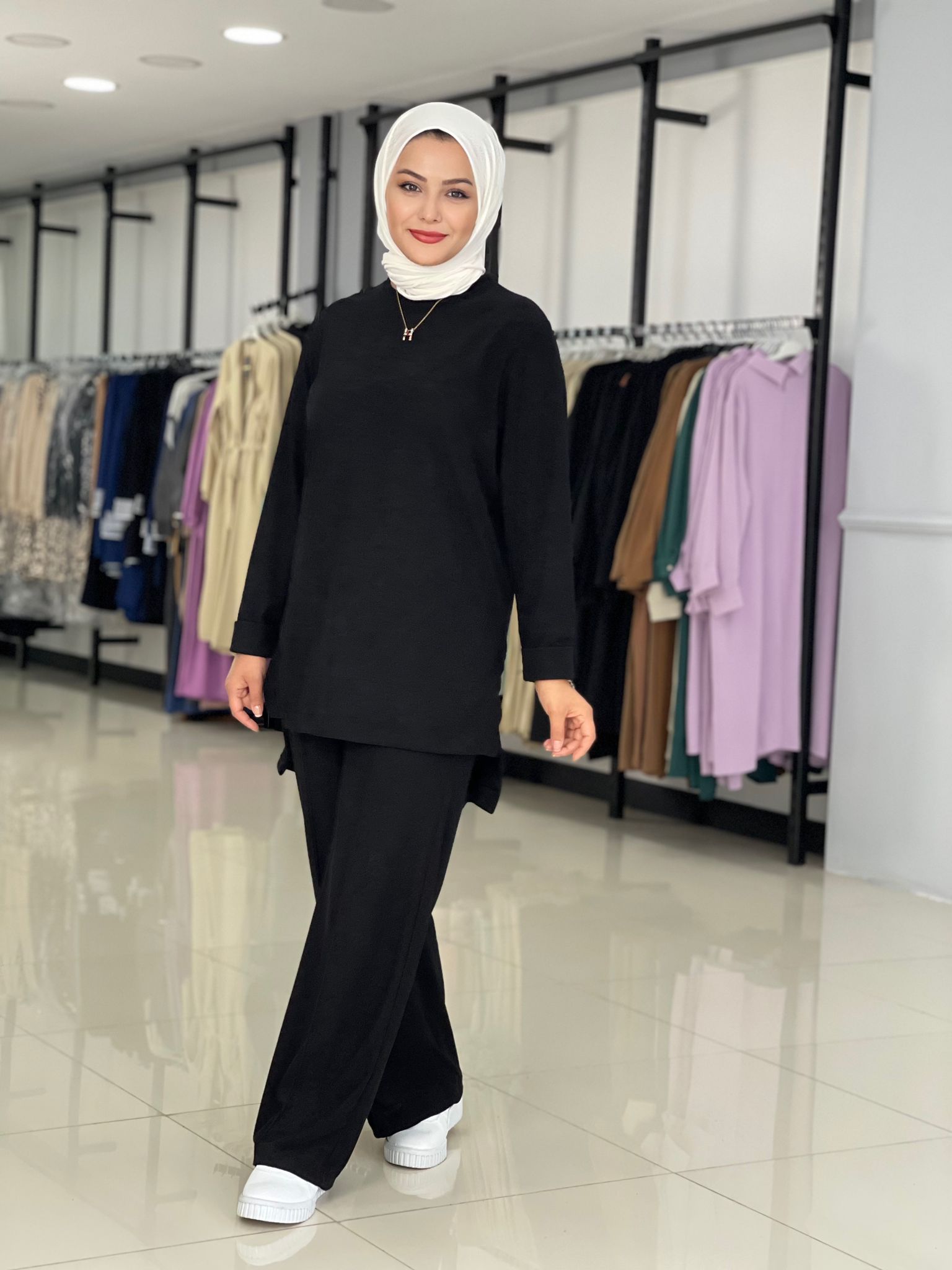 Yumuşak örme kumaş tunik takım - Görsel 6