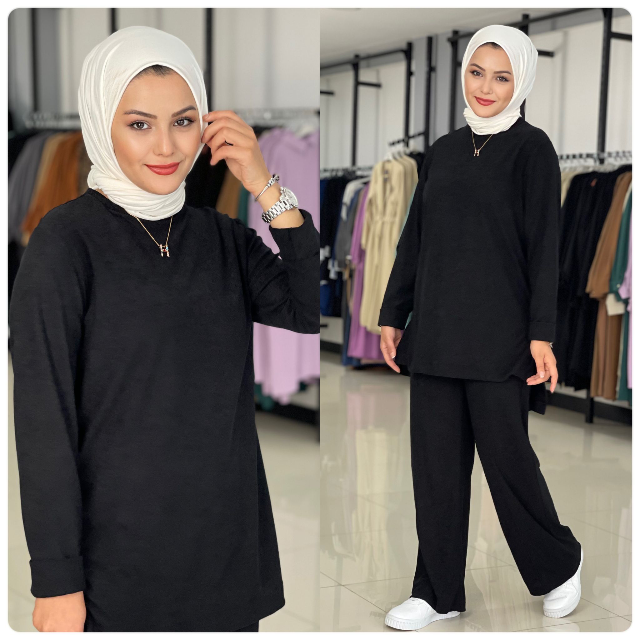 Yumuşak örme kumaş tunik takım - Görsel 5