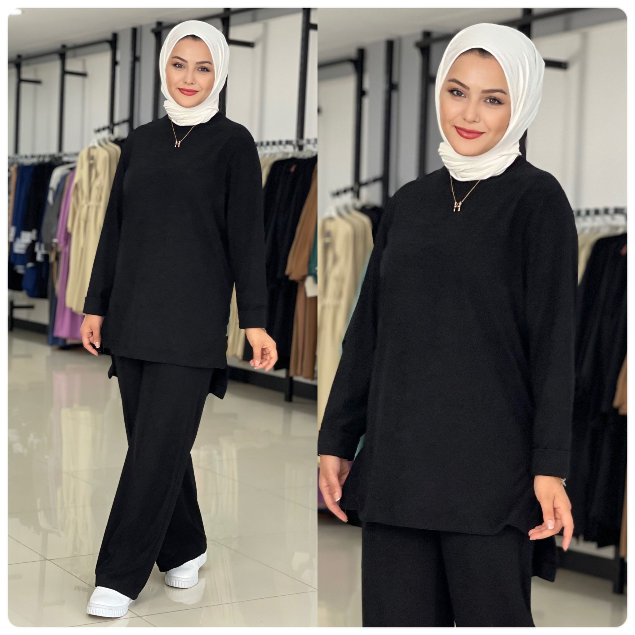Yumuşak örme kumaş tunik takım - Görsel 3