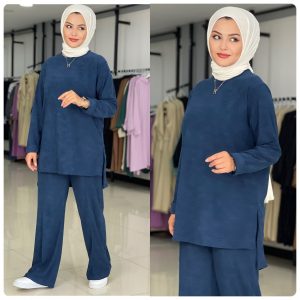 Yumuşak örme kumaş tunik takım