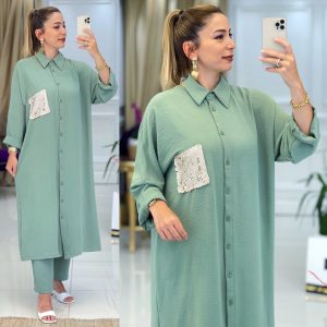 Payet deletaylı tunik takım