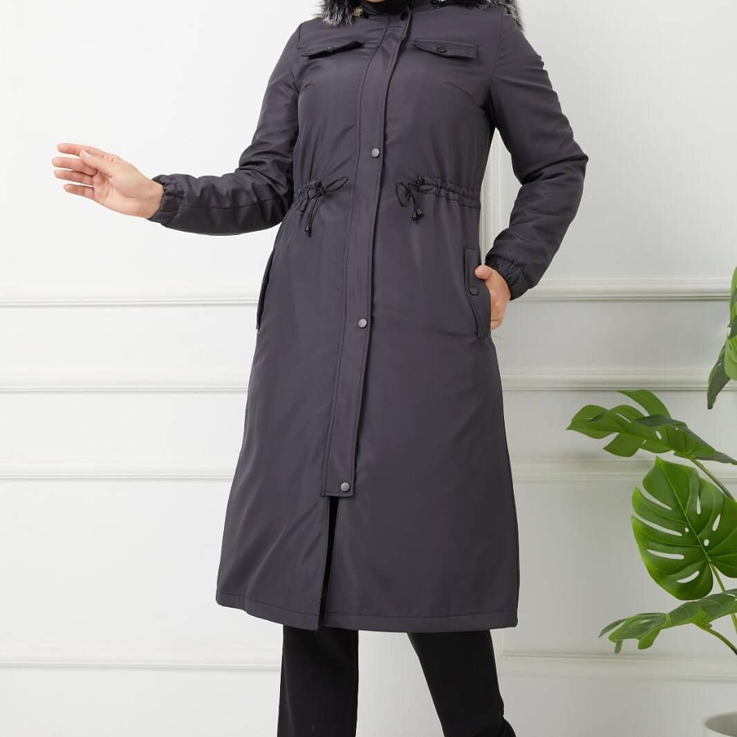 Kürklü kaban fermuarlı - Görsel 4