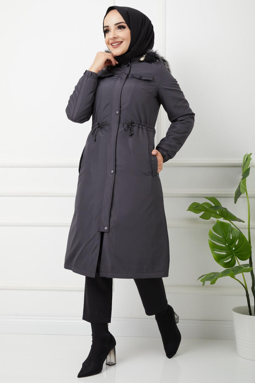 Kürklü kaban fermuarlı - Görsel 3