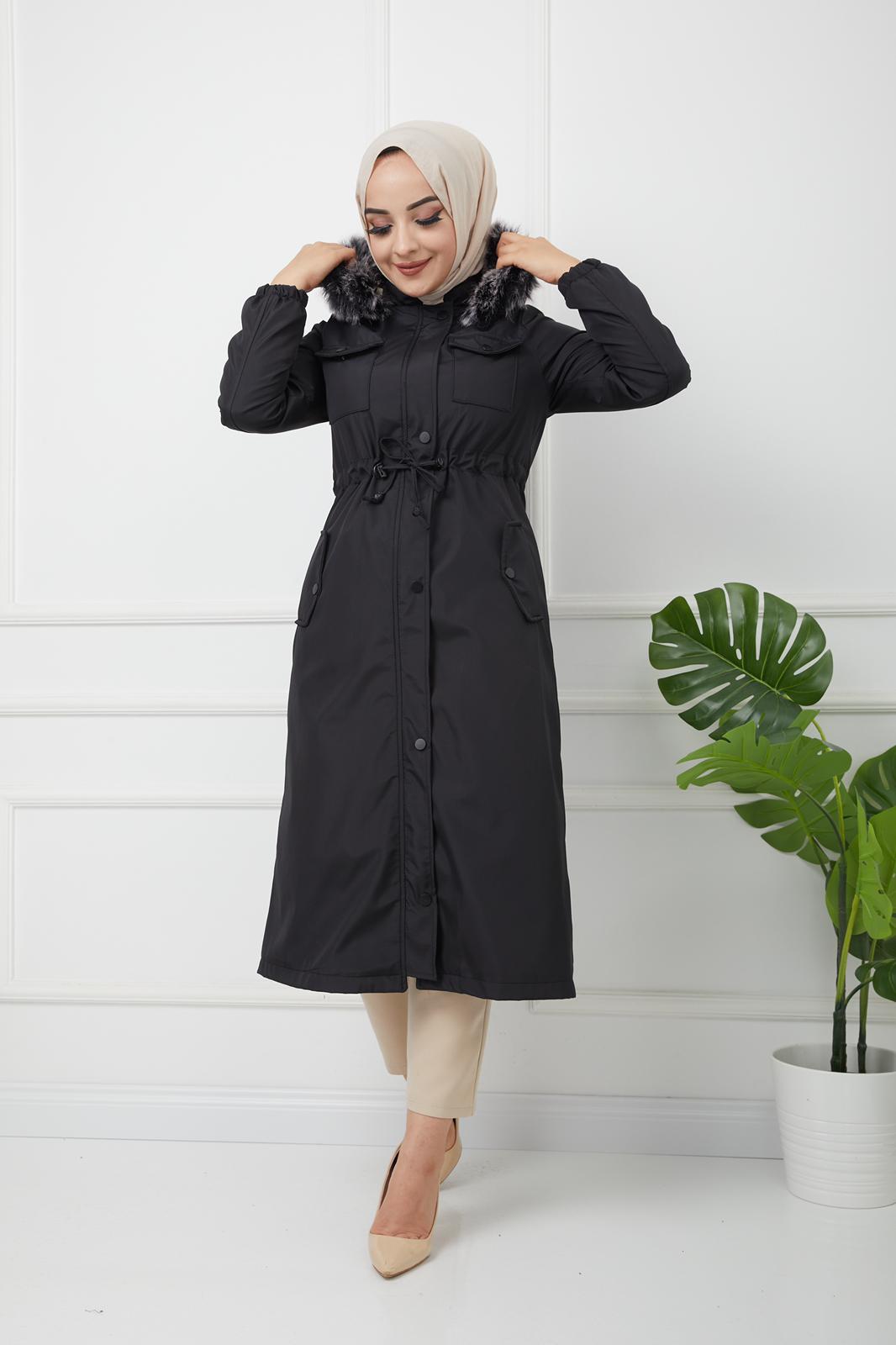 Kürklü kaban fermuarlı - Görsel 2