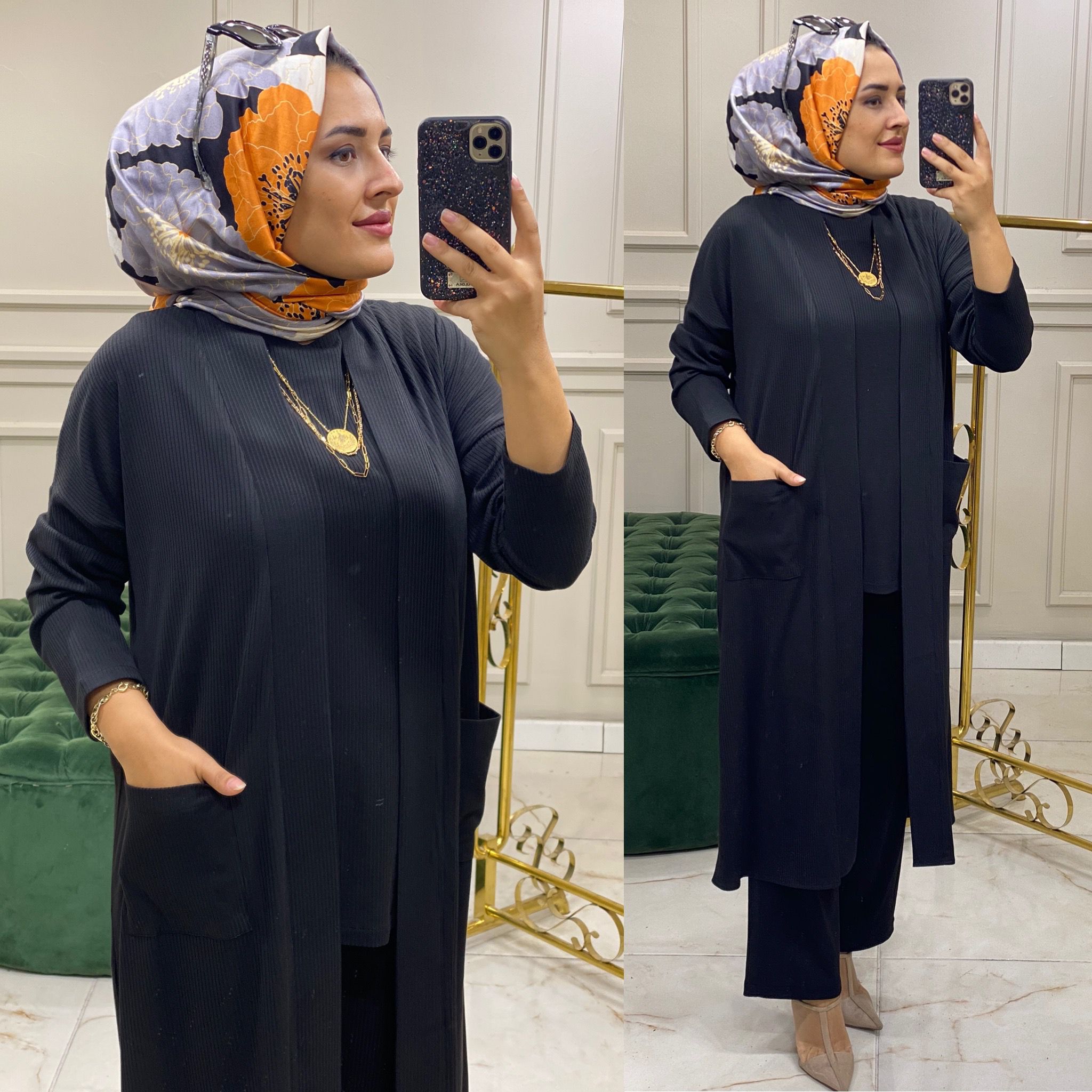 Büyük beden üçlü hırka takım - Görsel 4
