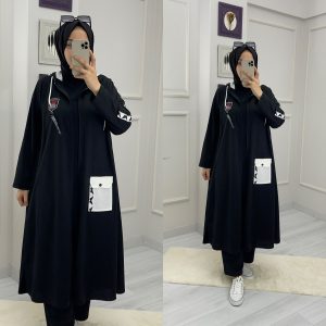 Kelebek detaylı spor tunik takım