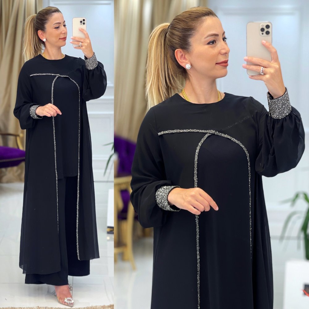 Şifon detaylı tunik takım - Görsel 4