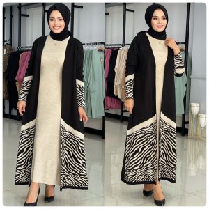 Uzun triko ikili hırka takım