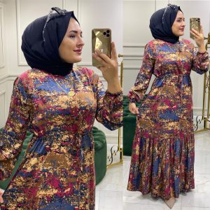 Beli büzgülü elbise