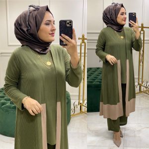 Üçlü tunik takım Fitilli triko