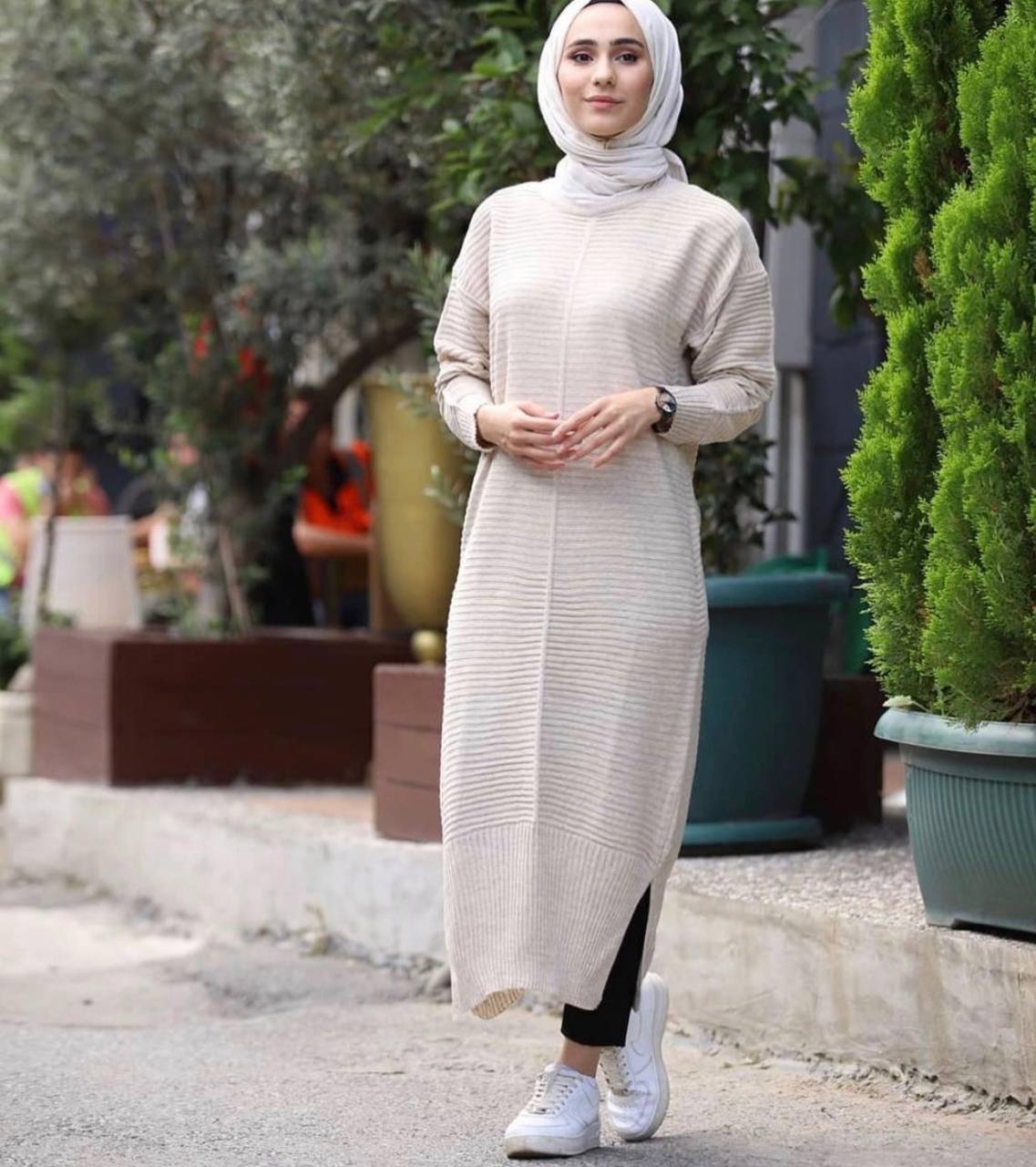 Boydan pamuk triko tunik - Görsel 8