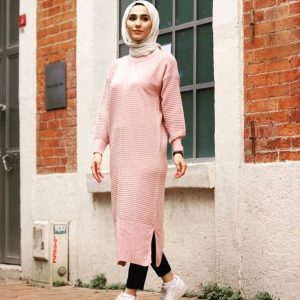Boydan pamuk triko tunik