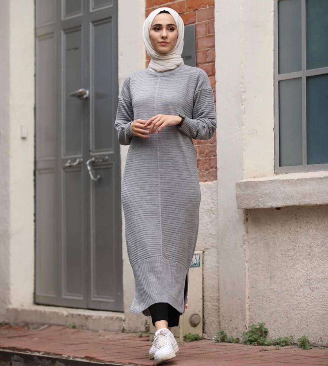 Boydan pamuk triko tunik - Görsel 7