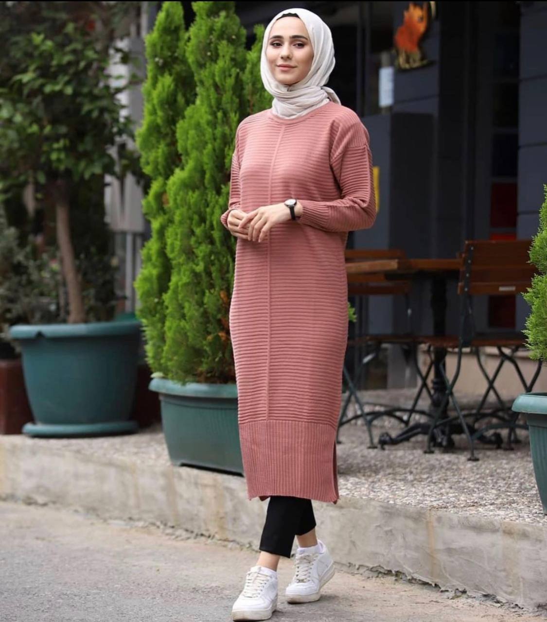 Boydan pamuk triko tunik - Görsel 3