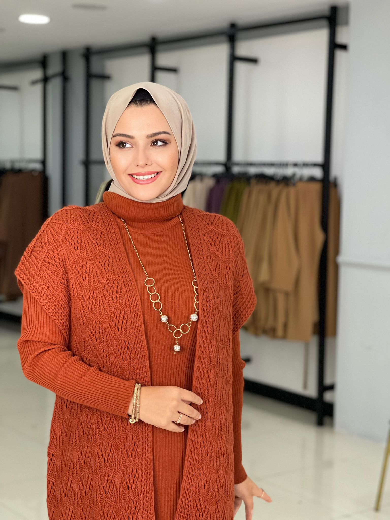 Triko yelek elbise ikili takım - Görsel 16