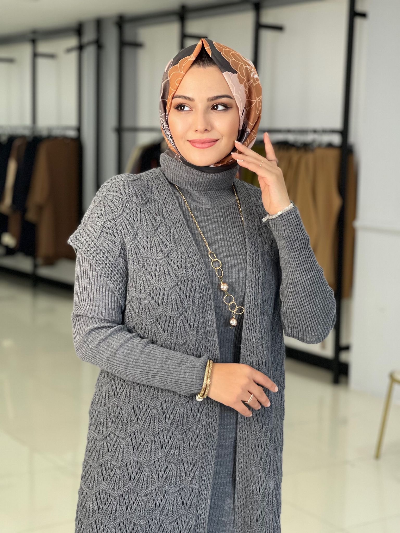 Triko yelek elbise ikili takım - Görsel 9