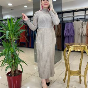 Simli piliseli triko elbise