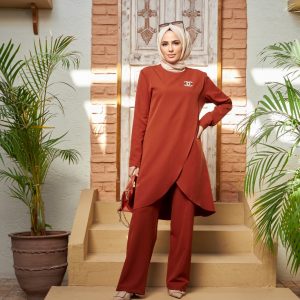 Krep tunik pantolon takım