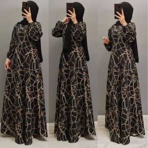 Zincir desen kumaş elbise