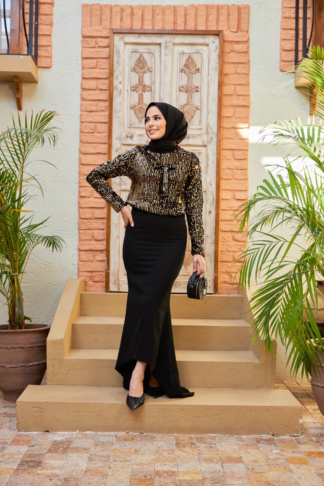 Pul payet bluz abiye etek takım - Görsel 18