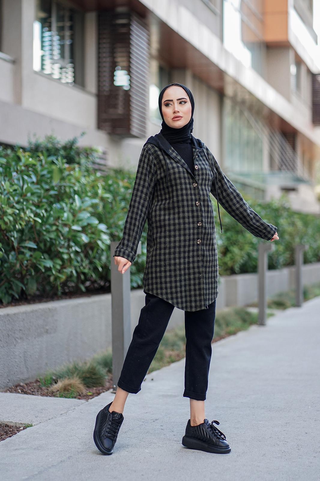 Oduncu kumaş kapşonlu tunik - Görsel 11