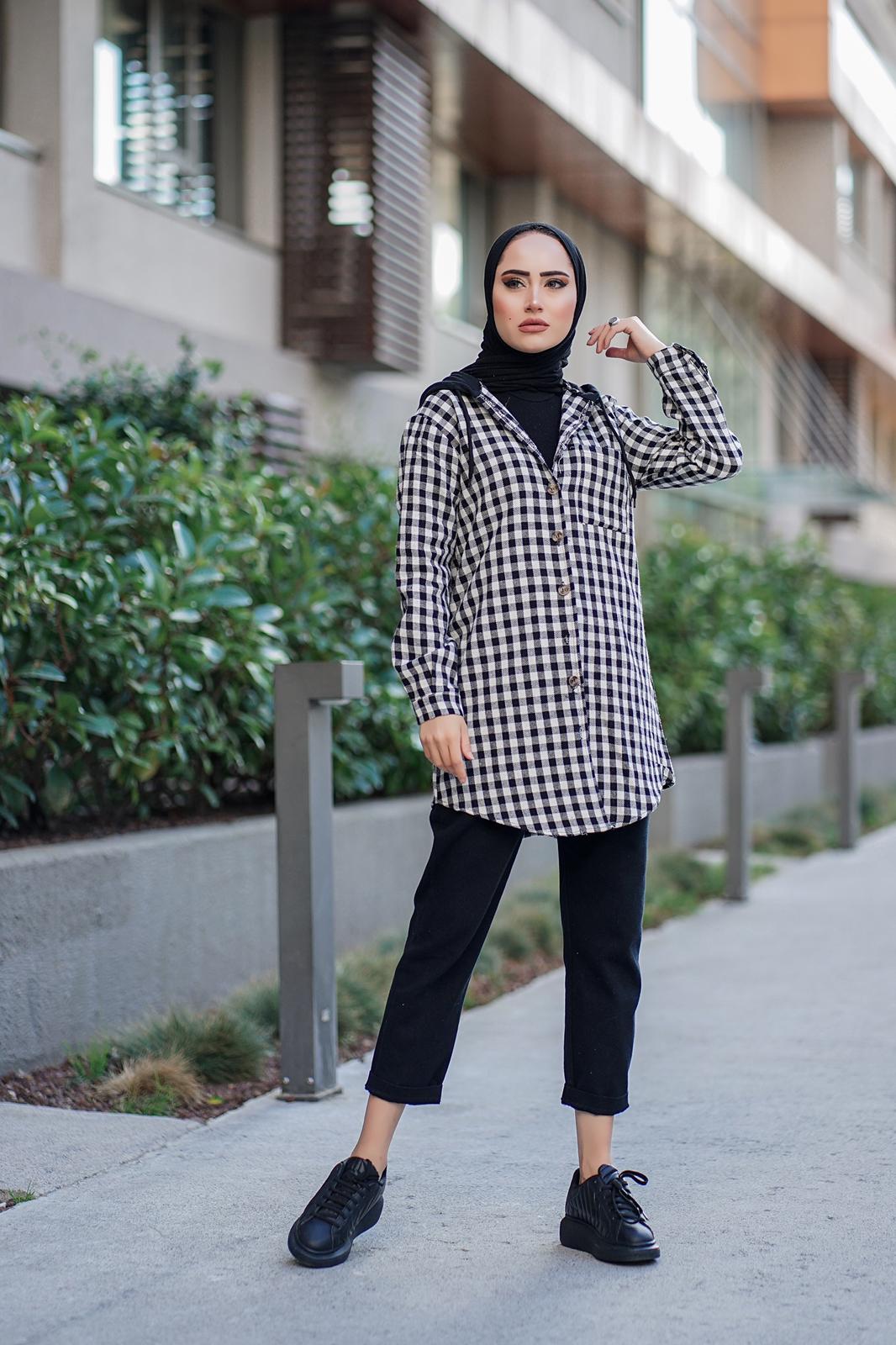 Oduncu kumaş kapşonlu tunik - Görsel 10