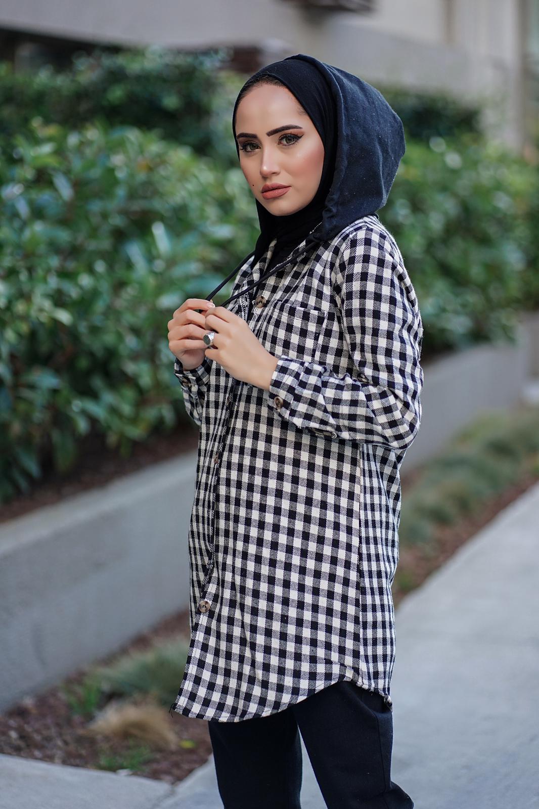 Oduncu kumaş kapşonlu tunik - Görsel 8