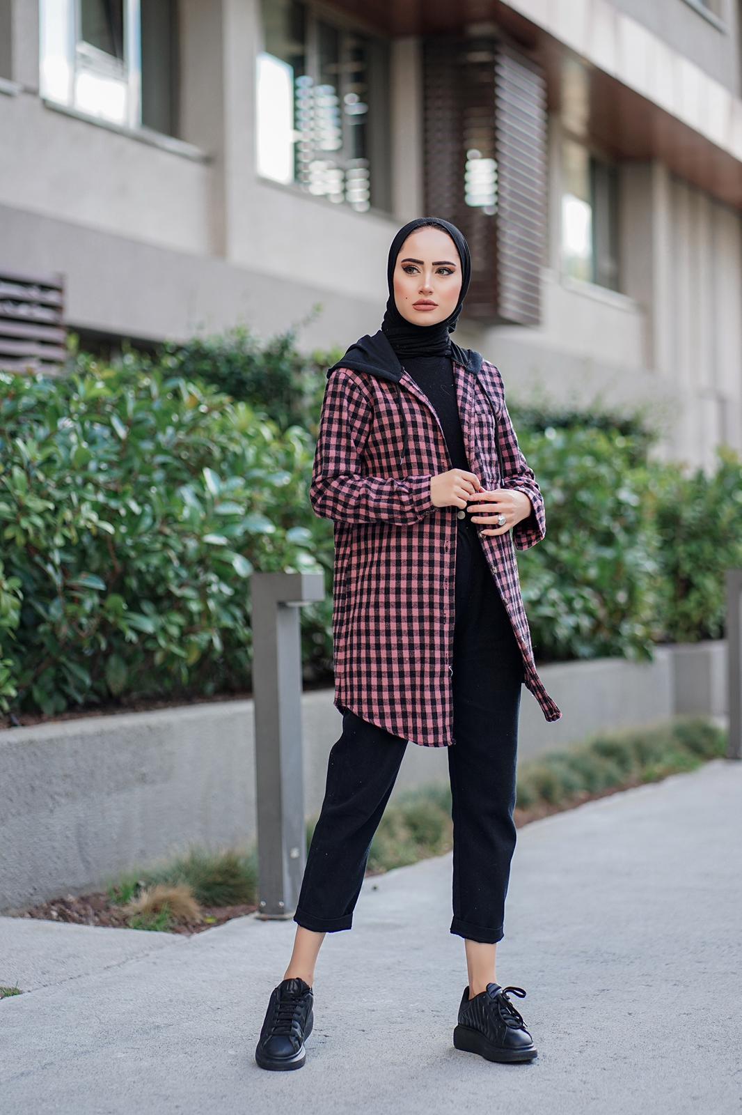 Oduncu kumaş kapşonlu tunik - Görsel 6