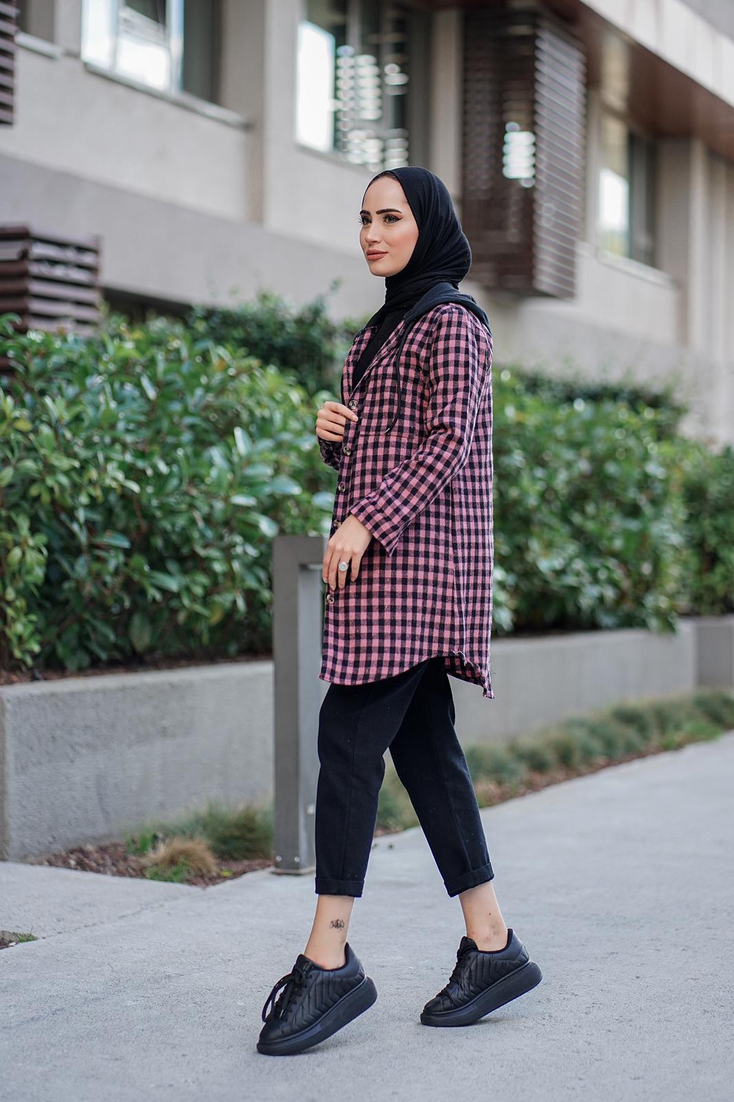 Oduncu kumaş kapşonlu tunik - Görsel 3