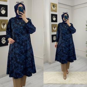 Tunik pantolon takım yün efekt kumaş