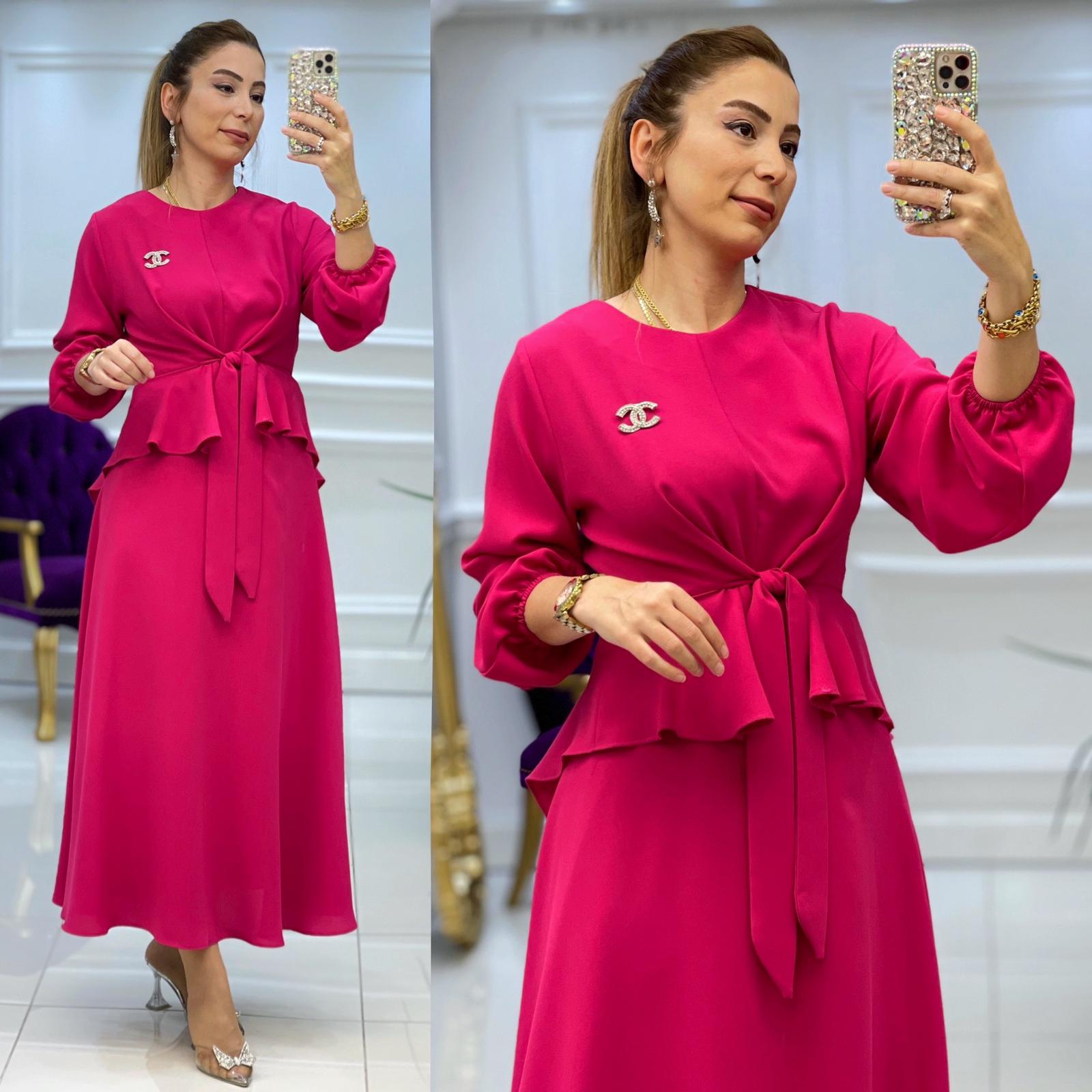 Bağlamalı bluz etek takım - Görsel 8