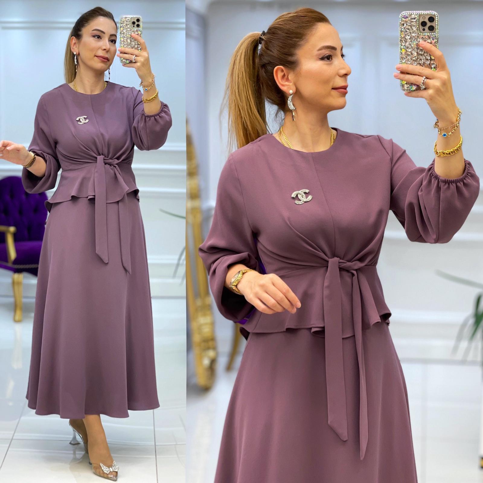 Bağlamalı bluz etek takım